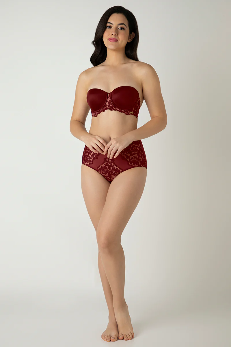 Wine Femme Lace Padded Wired Multiway Bra - Image 10