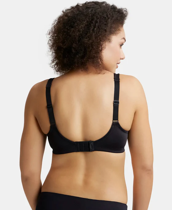 Non Padded Black Soft Touch Microfiber Elastane Stretch Full Coverage Minimizer Bra - Image 4