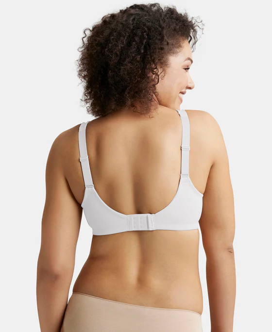 White Non Padded Soft Touch Microfiber Elastane Stretch Full Coverage Minimizer Bra - Image 4