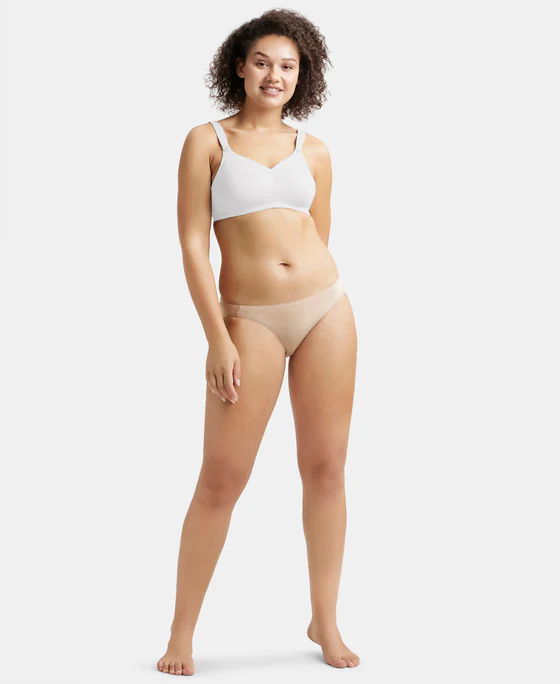 White Non Padded Soft Touch Microfiber Elastane Stretch Full Coverage Minimizer Bra - Image 5
