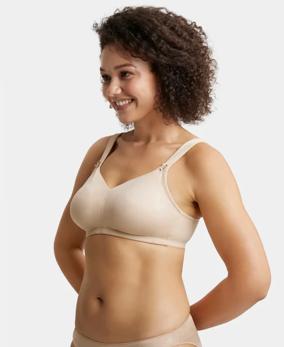 Light Skin Non Padded Soft Touch Microfiber Elastane Stretch Full Coverage Minimizer Bra - Image 3