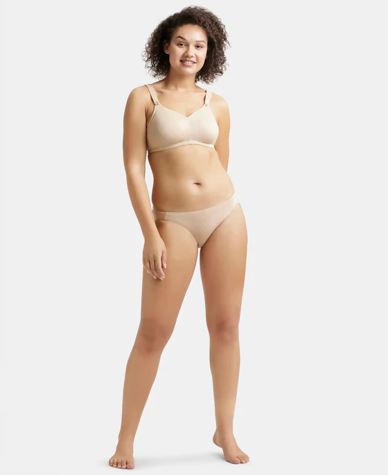 Light Skin Non Padded Soft Touch Microfiber Elastane Stretch Full Coverage Minimizer Bra - Image 7