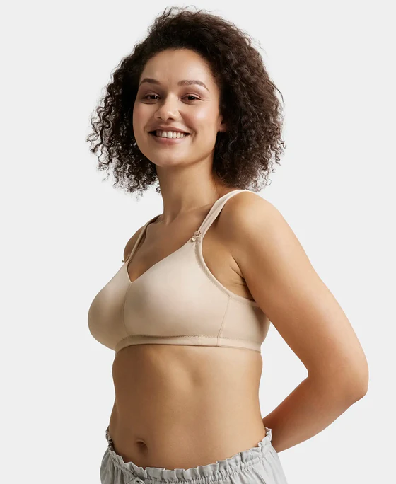 Light Skin Non Padded Soft Touch Microfiber Elastane Stretch Full Coverage Minimizer Bra - Image 5