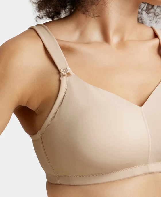 Light Skin Non Padded Soft Touch Microfiber Elastane Stretch Full Coverage Minimizer Bra - Image 6