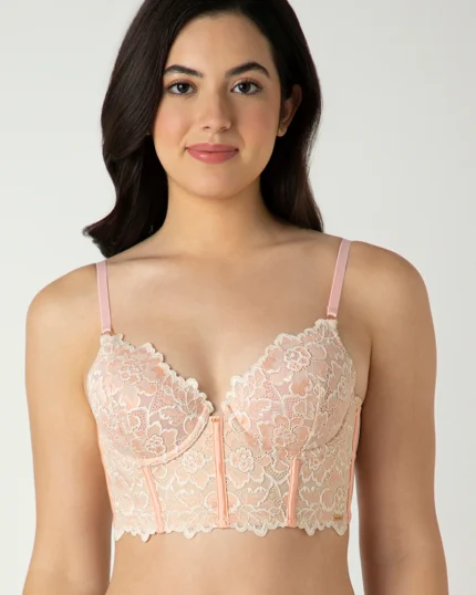 Femme Lace Padded Non-Wired Longline Bra