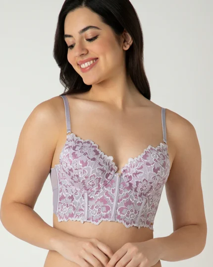 THISTLE Femme Lace Padded Non-Wired Longline Bra
