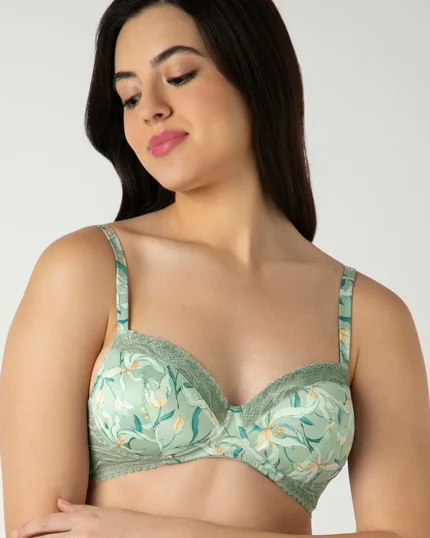FLORAL FUSION PRINT  Demure Padded Non-Wired Demi Bra