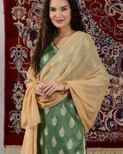 Gold Shimmer Polka Dots Printed Chiffon Dupatta
