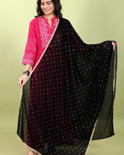 Black Chiffon Printed Dupatta