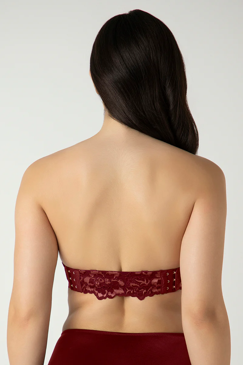 Wine Femme Lace Padded Wired Multiway Bra - Image 7