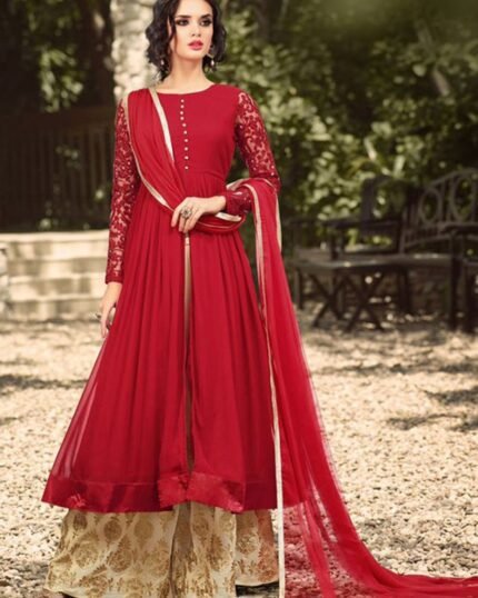 Red Georgette Palazzo Suit GLAMOUR