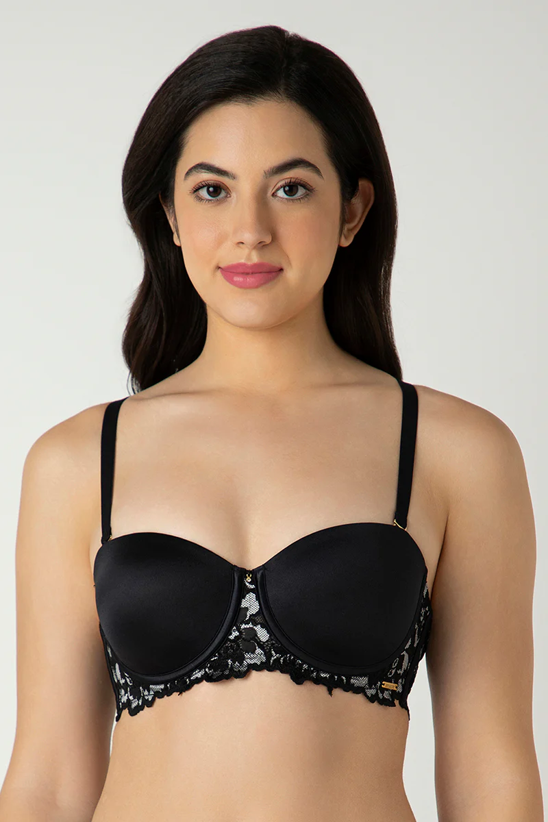Black Femme Lace Padded Wired Multiway Bra - Image 4