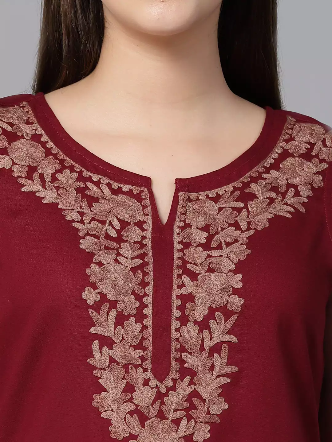 Amaira Maroon Sleeveless Short Kurti - Image 4
