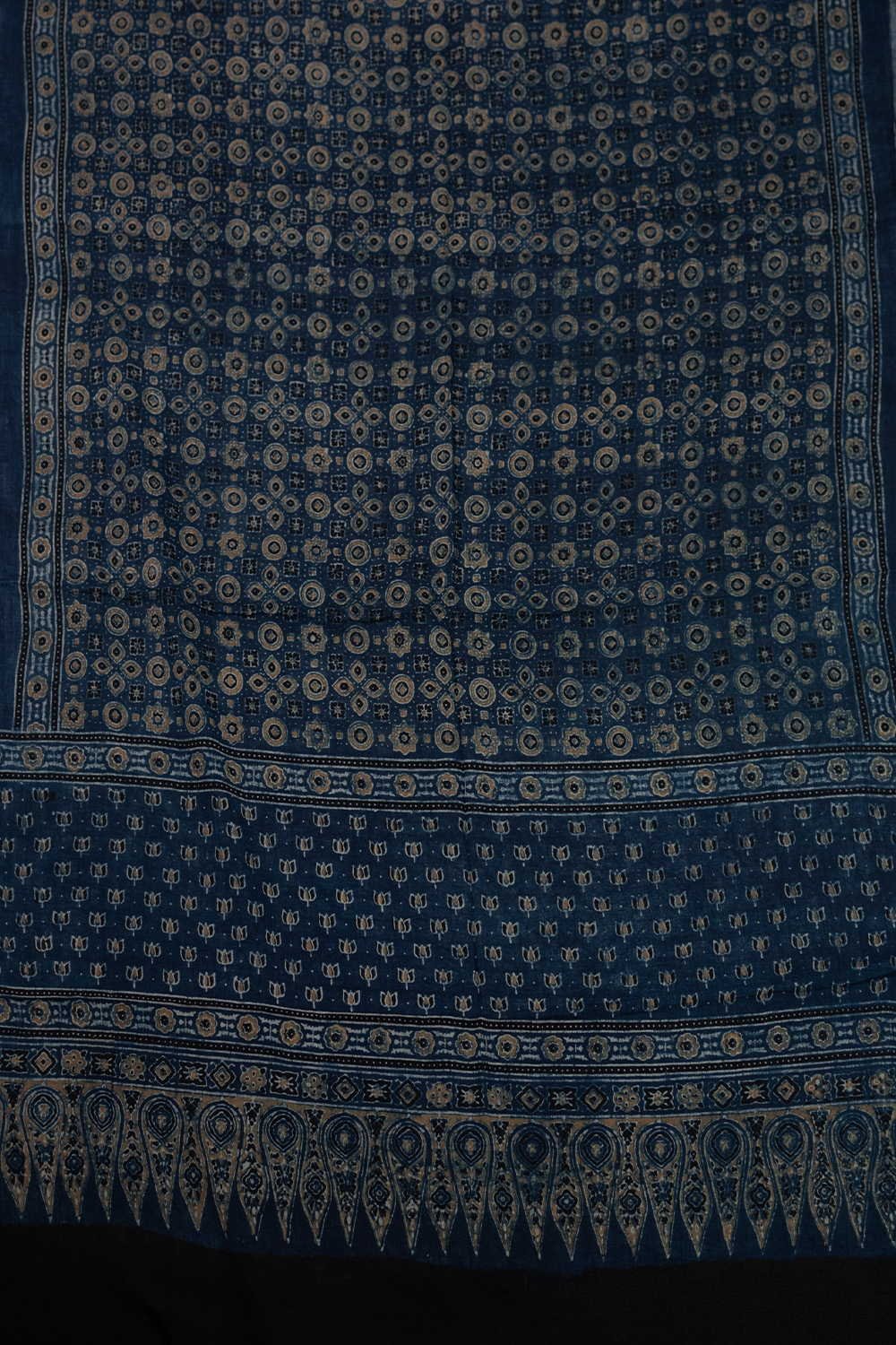 Indigo with Pattern Ajrak Mul Cotton Dupatta - Image 3