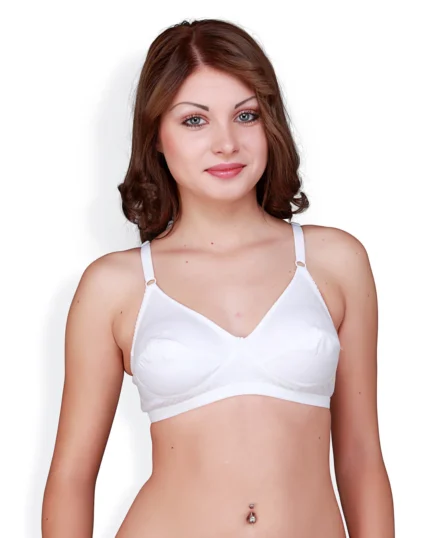 White Non-Wired Flora Cotton Full-Coverage Bra