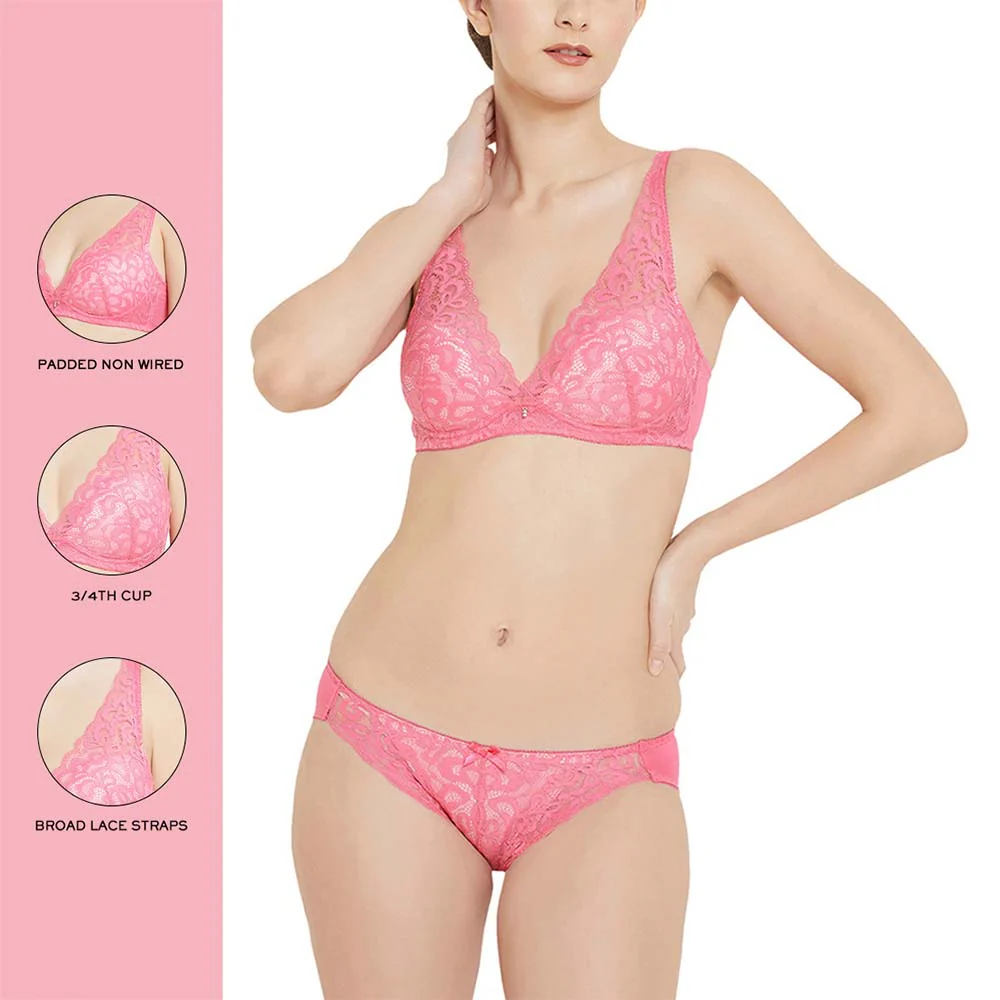Mystique Padded Non-wired 3/4th Cup Bridal Wear Medium coverage Lace Bra - Image 3
