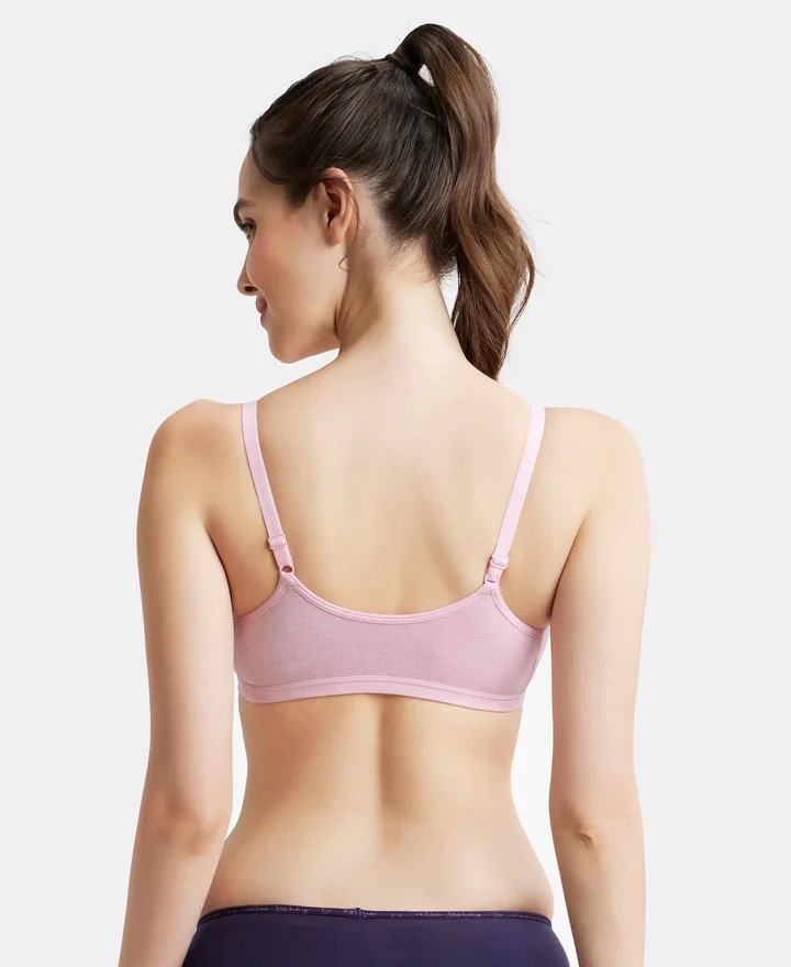 Wire free Padded Super Combed Cotton Elastane Stretch Full Coverage Slip-On Beginners Bra - Image 5