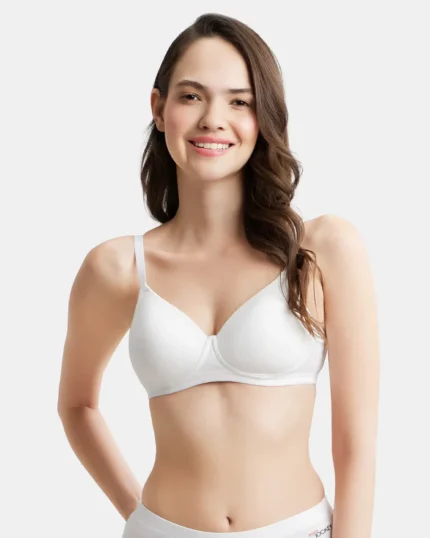 White Wire free Padded Super Combed Cotton Elastane Stretch Full Coverage Bra