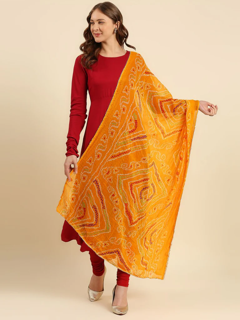 Multi Printed Bandhini Chiffon Dupatta - Image 6