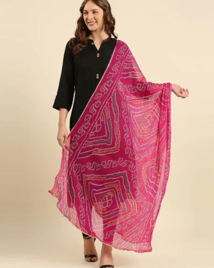 Multi Printed Bandhini Chiffon Dupatta
