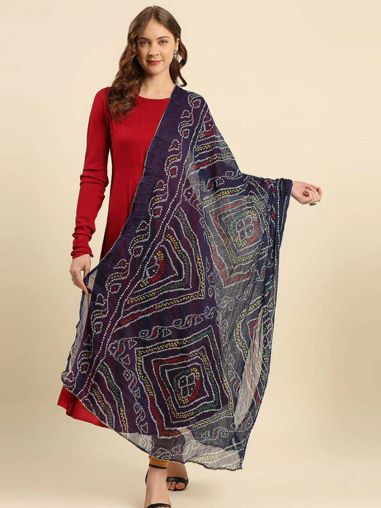 Multi Printed Bandhini Chiffon Dupatta - Image 3