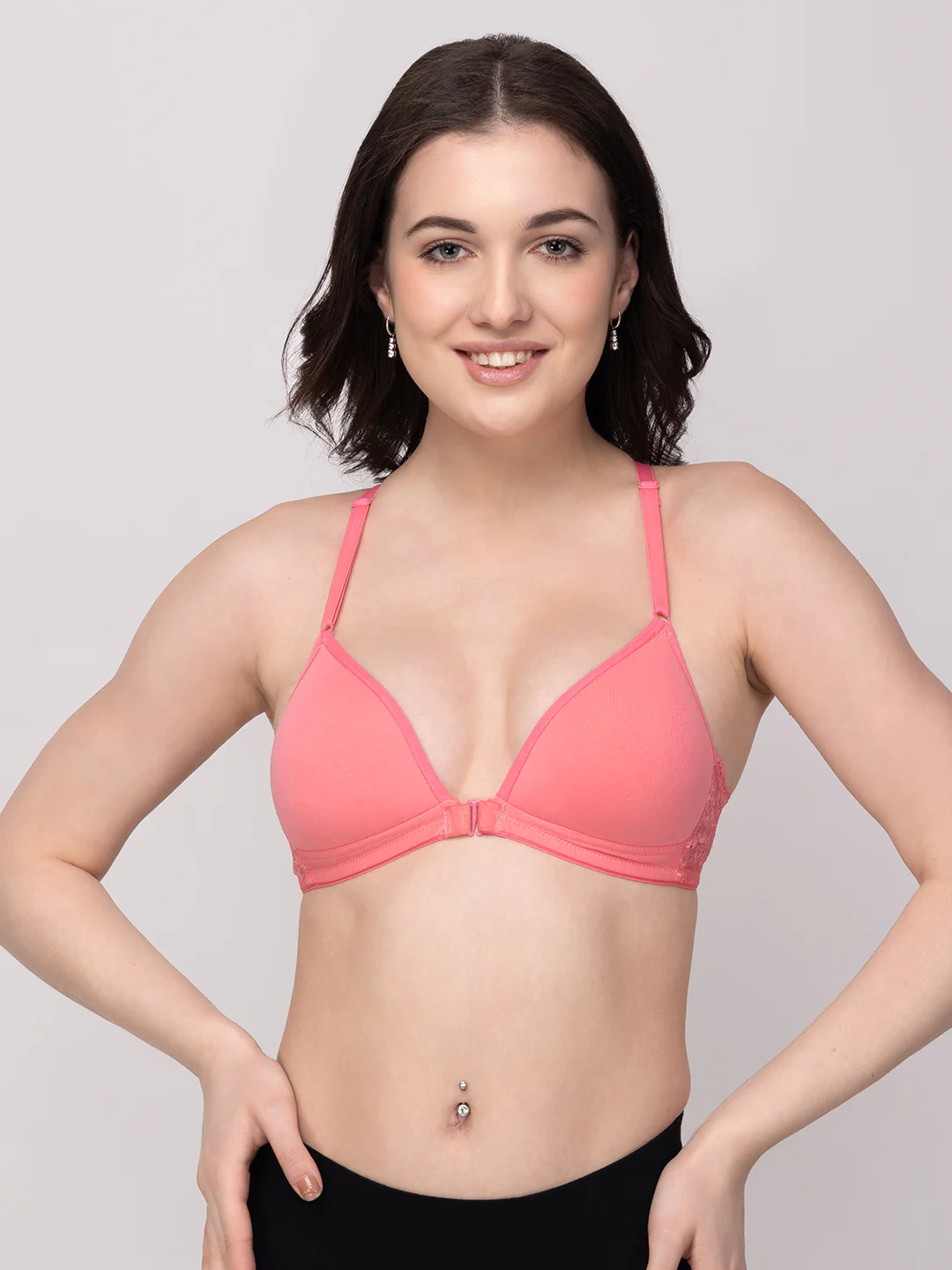 Rose Non-Wired Lightly Padded Medium Coverage Women's Front-Open Bra - Image 2