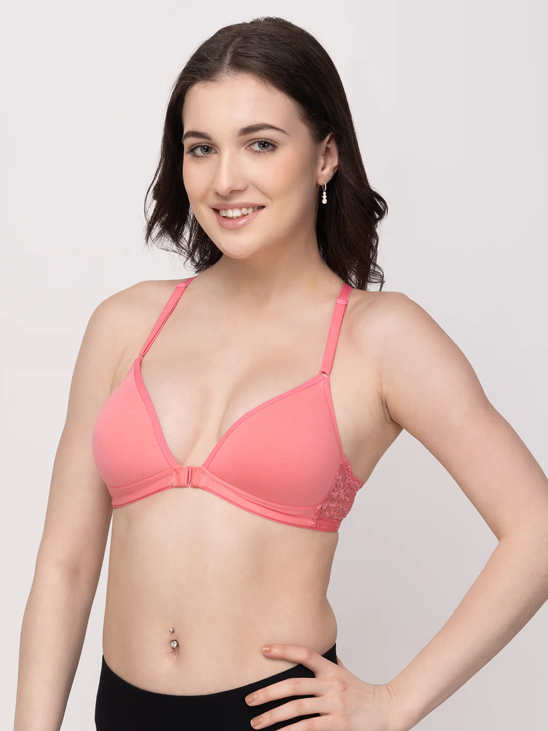 Rose Non-Wired Lightly Padded Medium Coverage Women's Front-Open Bra - Image 4