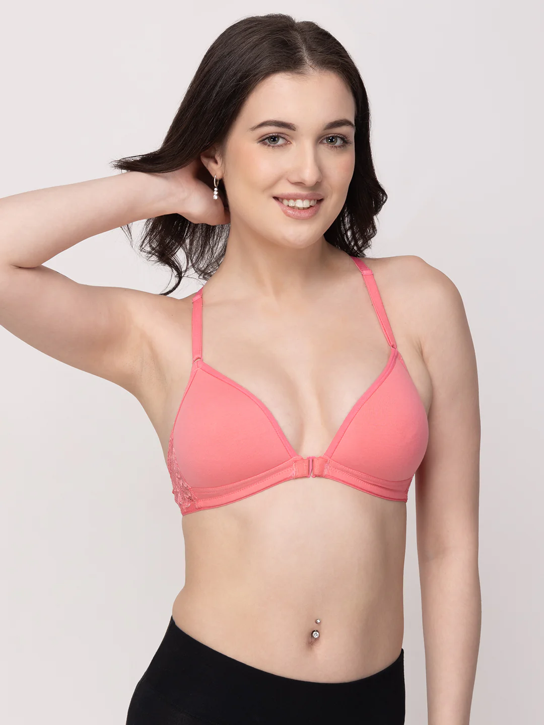 Rose Non-Wired Lightly Padded Medium Coverage Women's Front-Open Bra - Image 8