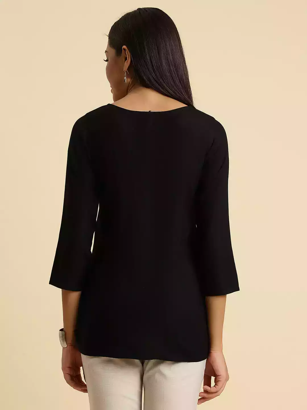 Black Pashmina Work Short Kurti - Image 2