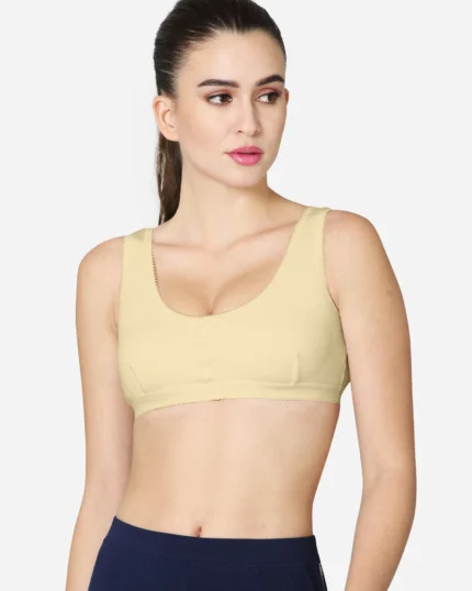 Double layered darted front panel high coverage slip on bra