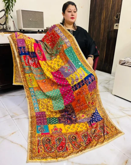 Multicolor Dupatta for Women, Designer Chunari Dupatta, Mirror work Dupatta, Chunni