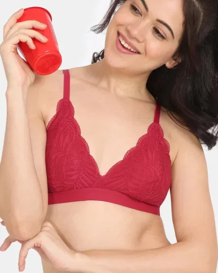 Rosaline City Hearts Double Layered Non Wired Medium Coverage Lace Bra