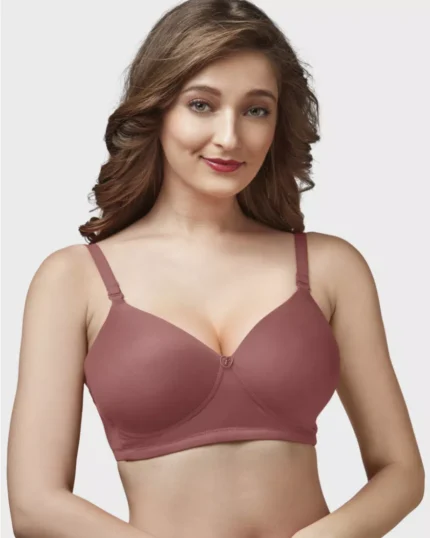 Chestnut Moulded Feather Non Padded Full Coverage Women Bra