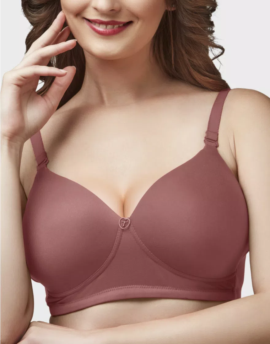 Chestnut Moulded Feather Non Padded Full Coverage Women Bra - Image 5