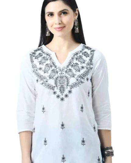 White Chikankari Short Kurti
