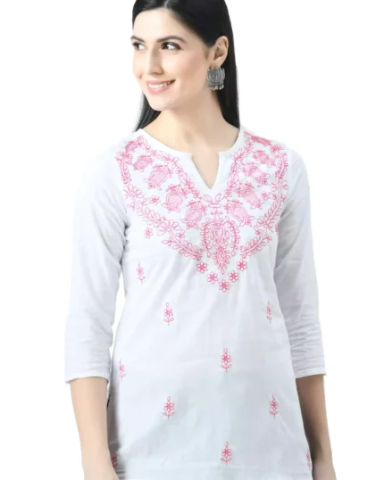 White Chikankari Short Kurti