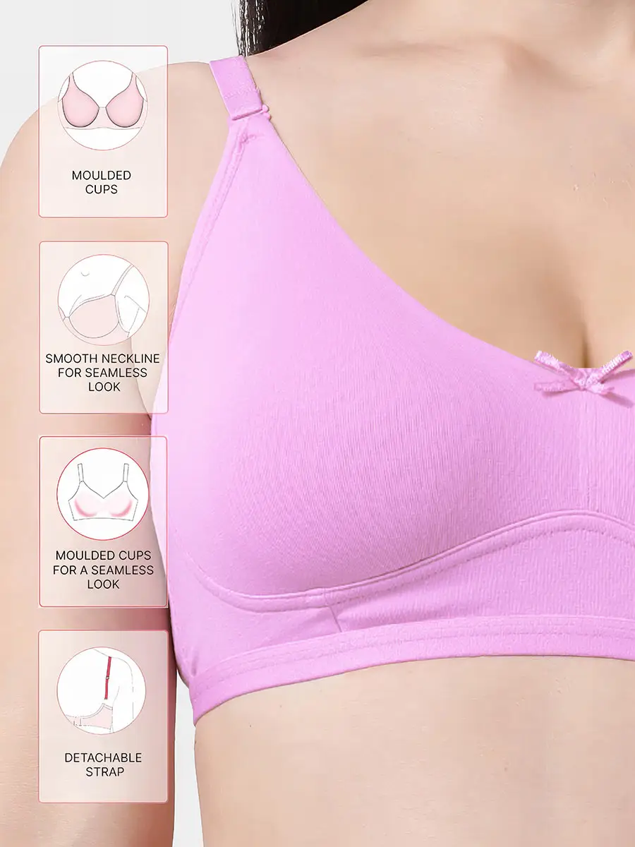 Susie Pastel Lavender Solid Full Coverage Moulded Everyday Bra - Image 2