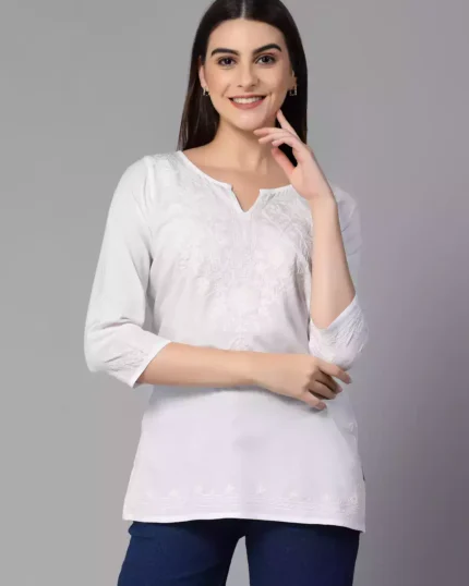 Zahra White Short Kurti