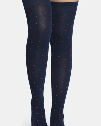 Navy Blue Cotton Elastane Full Length Socks